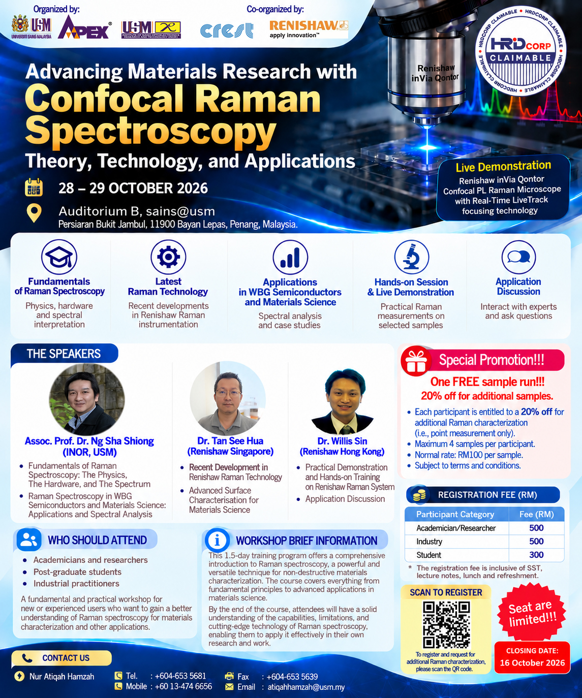 Raman Spectroscopy Workshop 28-29 Oct 2026